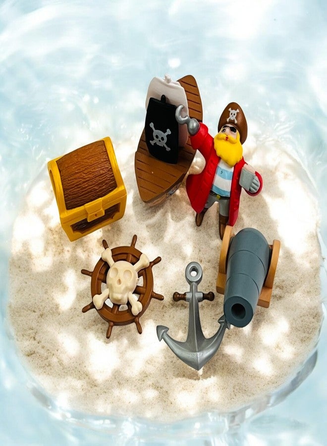 Moira Miniature Pirate Themed Decoration Set, 6 Pieces, Includes Ship Wheel, Treasure Chest, Anchor, Barrel and Figurine - Image 2
